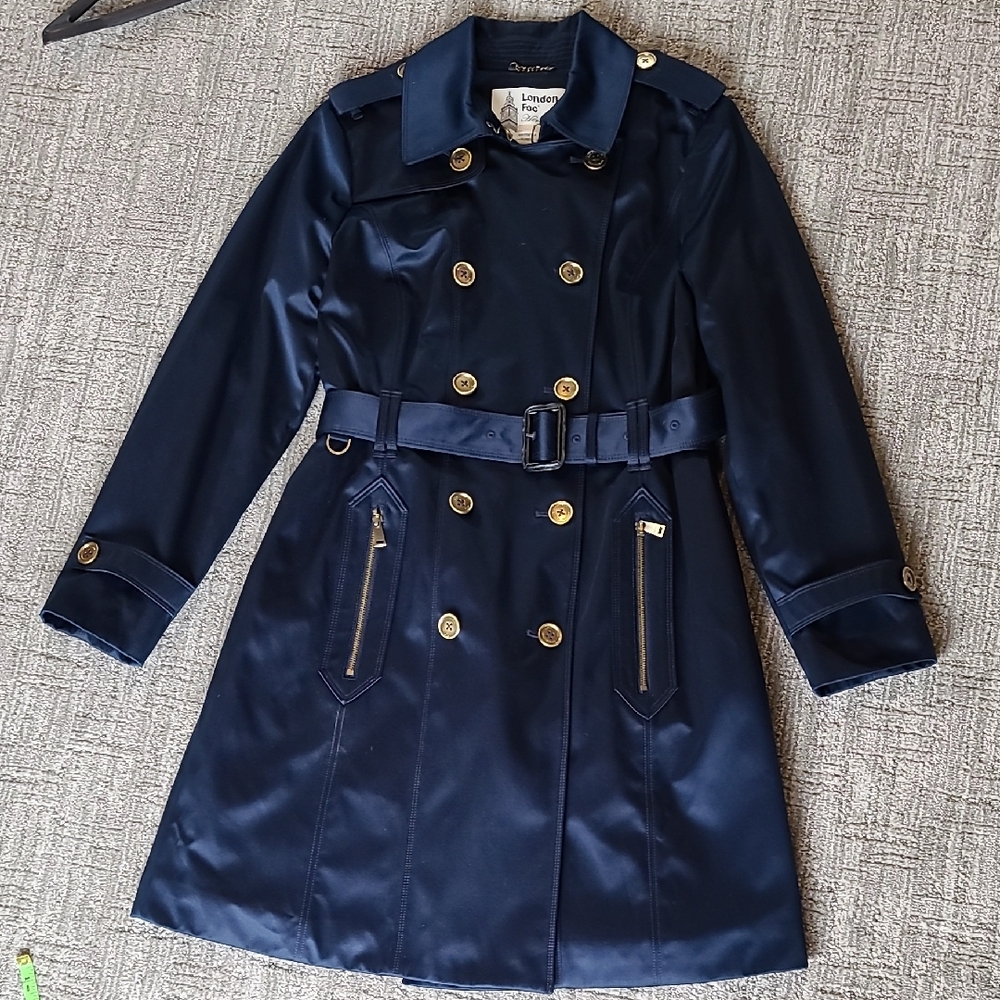 London Fog Midnight Blue Double-breasted Trench Coat